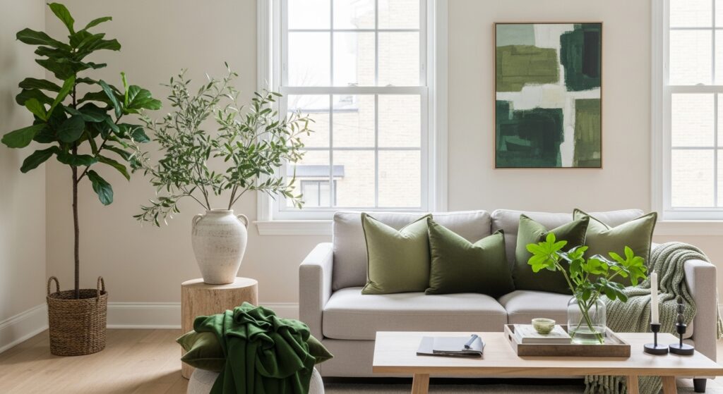 Incorporating Nature with Green Accents